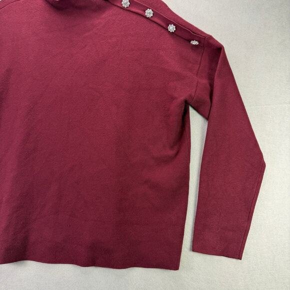 Tahari Women’s Burgundy Mock Neck Long Sleeve Sweater Size XL - Picture 5 of 10